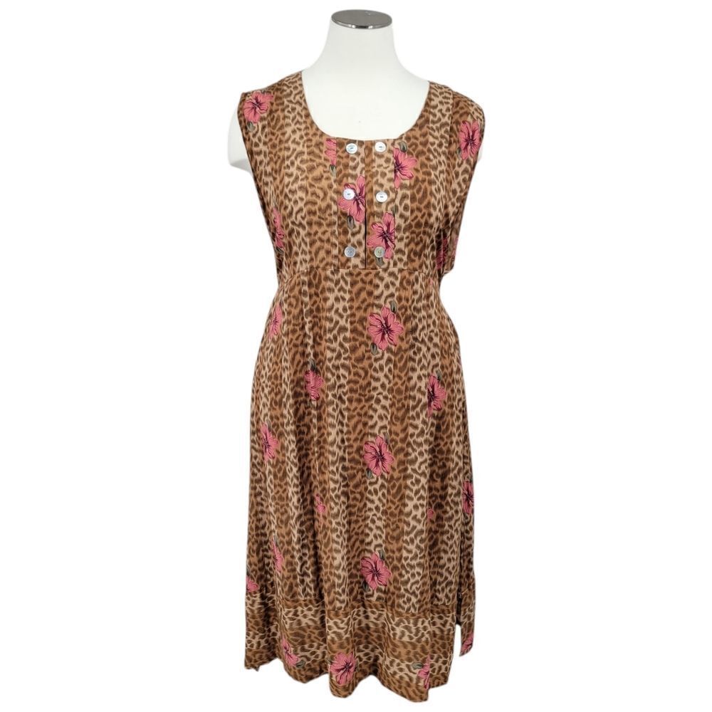 Southern Expressions Vtg Leopard Tropical Floral Dress Women's Plus Size 24W